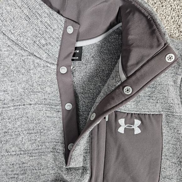 Under Armour Sweatshirt Mens Medium Gray Specialist Henley 2.0 Snap Gorpcore - Picture 5 of 14